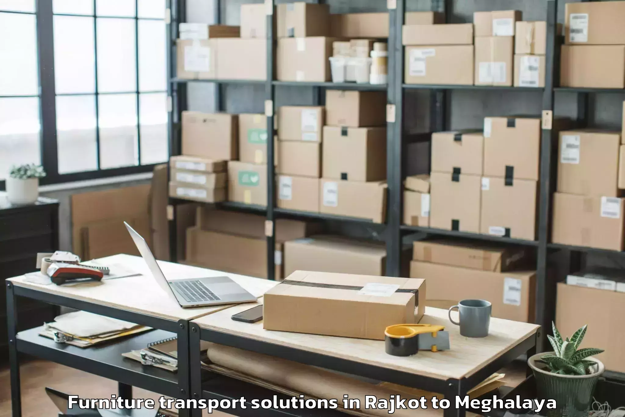 Reliable Rajkot to Mawshynrut Furniture Transport Solutions